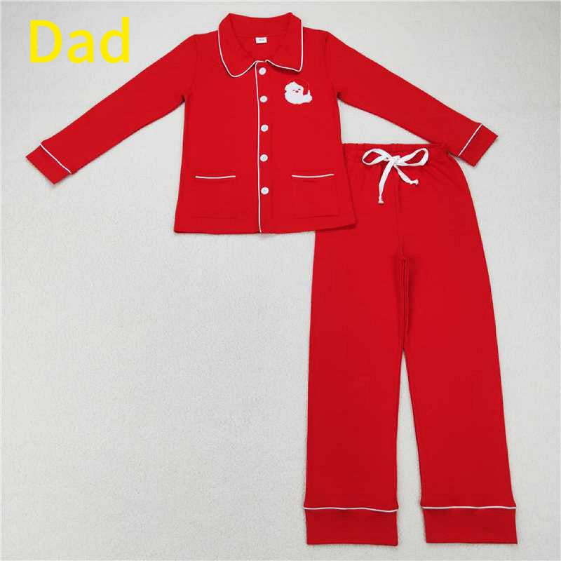 Match Family Christmas Santa 2pcs Button Ups Red Pajamas