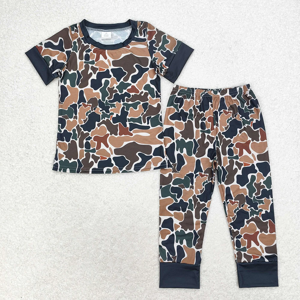 Match Baby Boys Sibling Brown Camo Rompers  Pajamas Clothes Sets