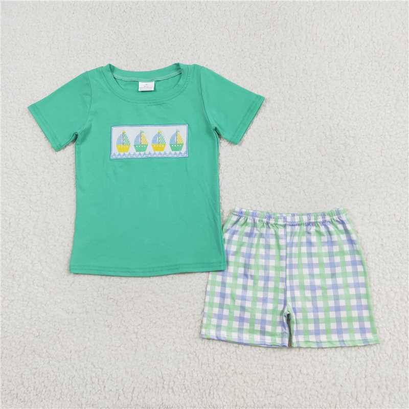 Match Baby Boys Boats Sibling Rompers Shorts Clothes Sets
