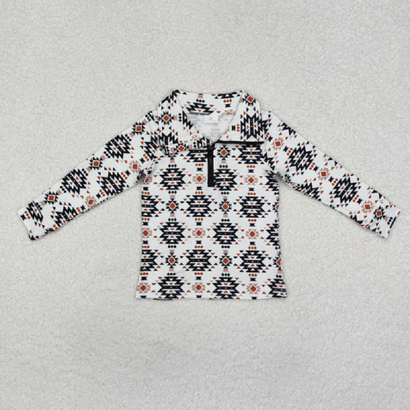 Sibling Baby Boys Long Sleeves Western Camo Aztec Pocket Half Zipper Pullovers Top D 820