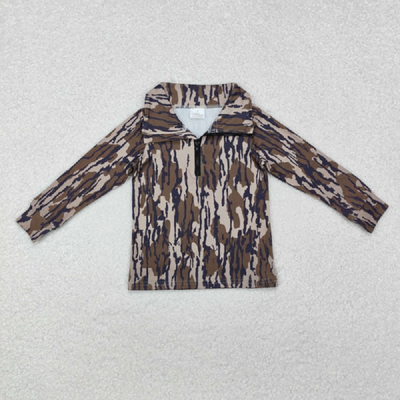Sibling Baby Boys Long Sleeves Western Camo Aztec Pocket Half Zipper Pullovers Top D 820
