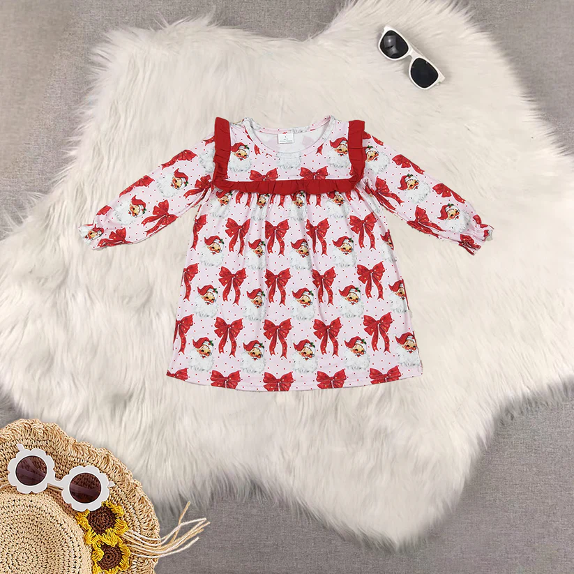 Sibling baby girls clothes Christmas red long Sleeve pants sets and dress and rompers D 6.25