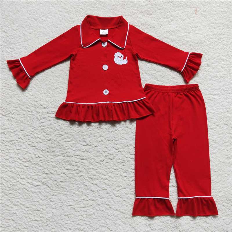 Match Family Christmas Santa 2pcs Button Ups Red Pajamas