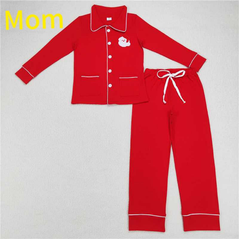 Match Family Christmas Santa 2pcs Button Ups Red Pajamas