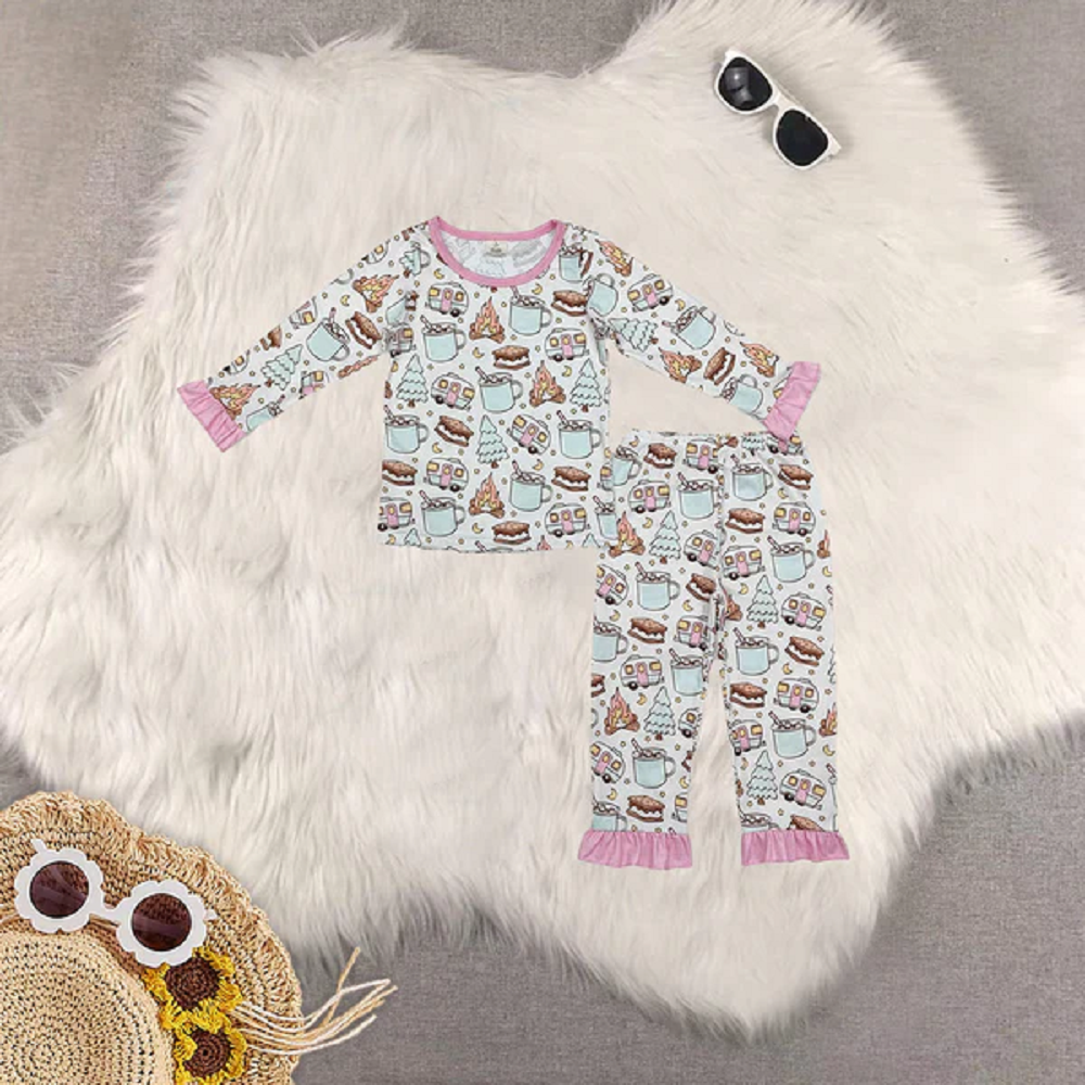Match Baby Girls Fall Cookies Cars Bamboo Pajamas Outfits Sets Zipper Romper D 6.16
