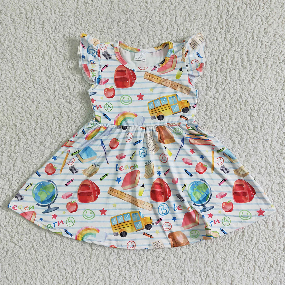 Sibling Baby Girls Back To School Knee Length Short Dresses