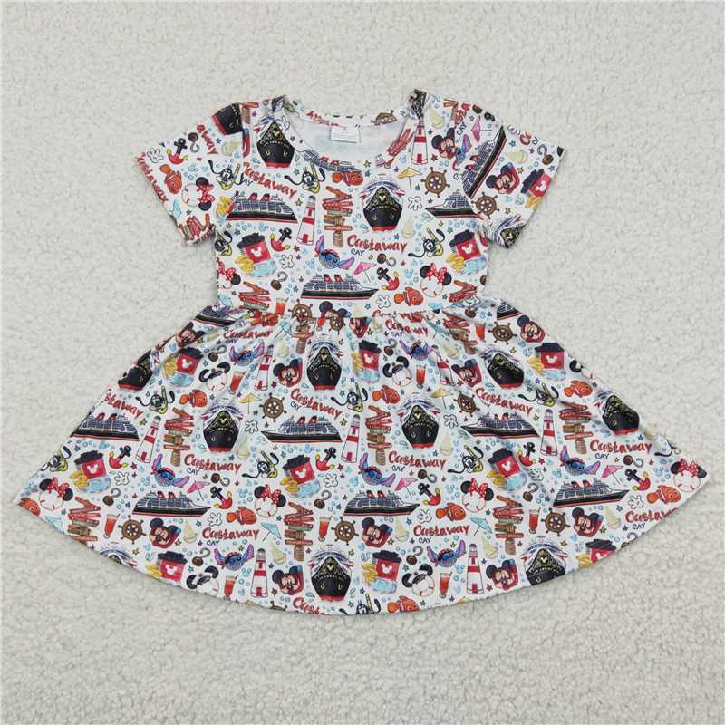 Match Boys Baby Girls Cartoon Mours Boat Shirt Dresses