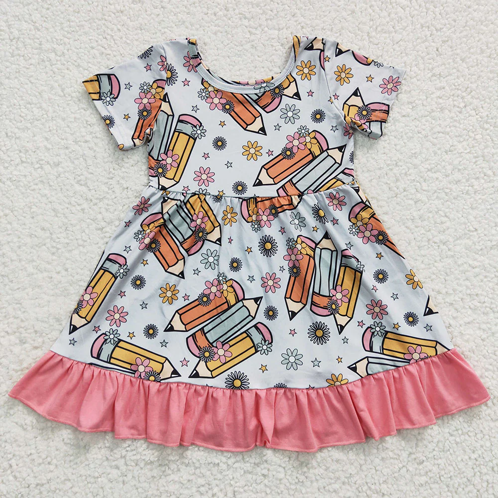 Sibling Baby Girls Back To School Knee Length Short Dresses