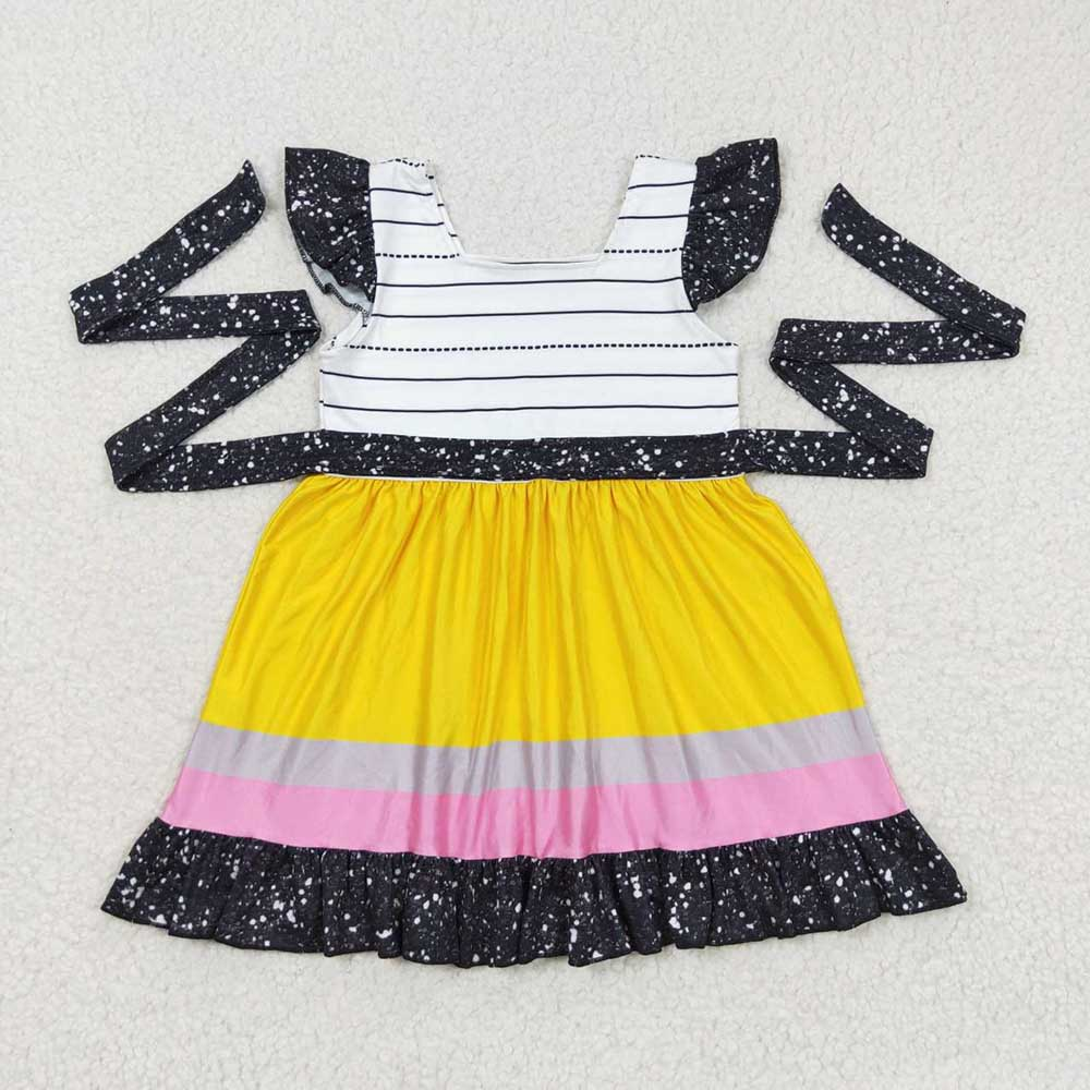 Sibling Baby Girls Back To School Knee Length Short Dresses