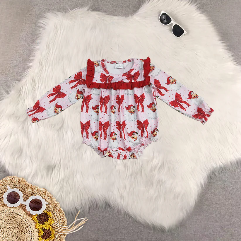 Sibling baby girls clothes Christmas red long Sleeve pants sets and dress and rompers D 6.25