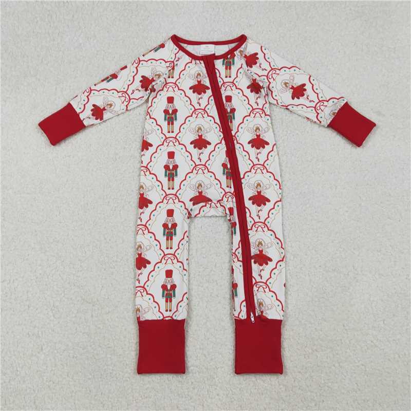 Family Sibling Baby Girls Bows Soldiers Dancers Checked Pant Christmas Pajamas Sets Zipper Rompers   D 1208
