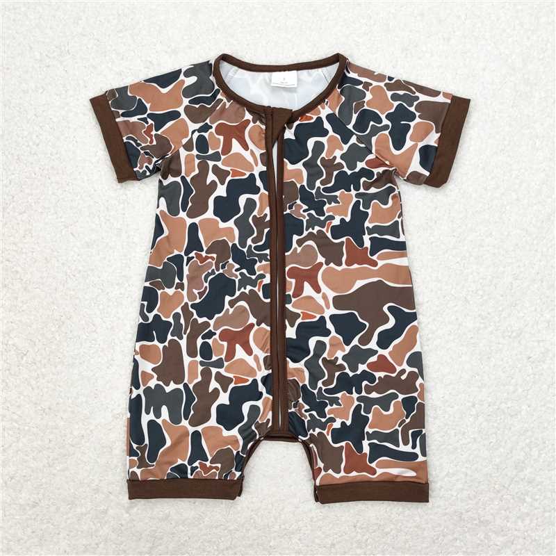 Match Baby Boys Sibling Brown Camo Rompers  Pajamas Clothes Sets