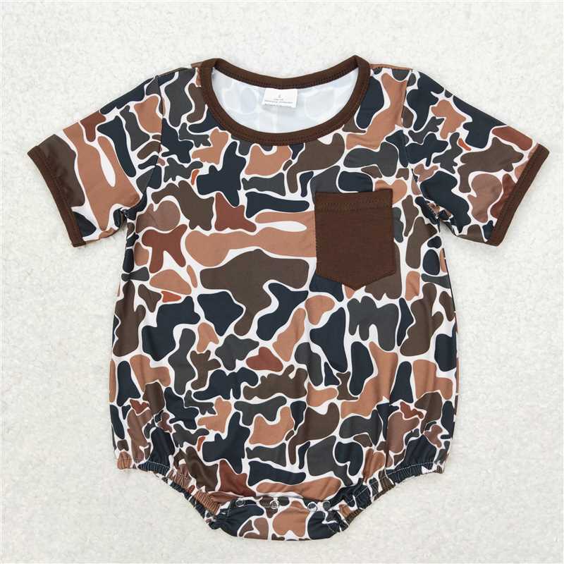 Match Baby Boys Sibling Brown Camo Rompers  Pajamas Clothes Sets