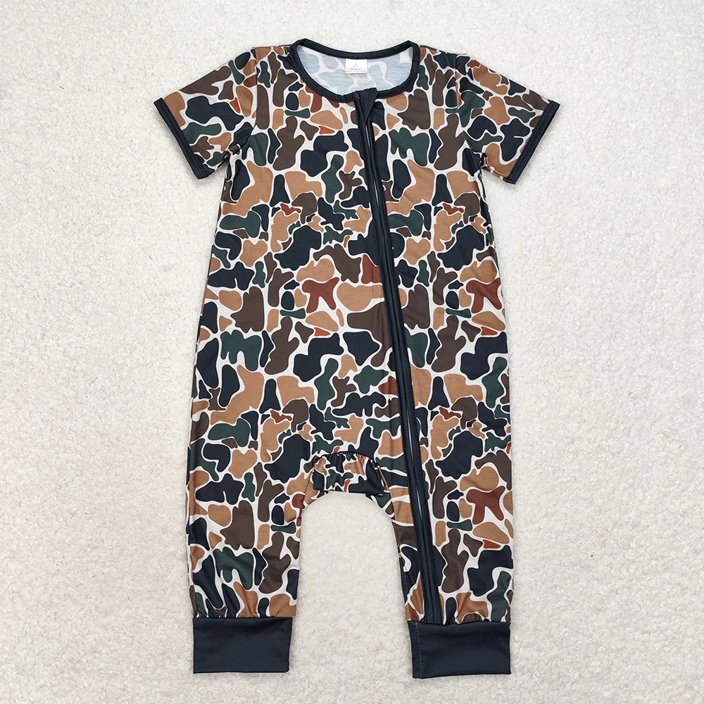 Match Baby Boys Sibling Brown Camo Rompers  Pajamas Clothes Sets