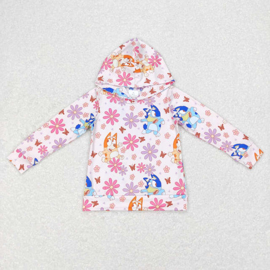 GT0395 floral hooded long sleeve top