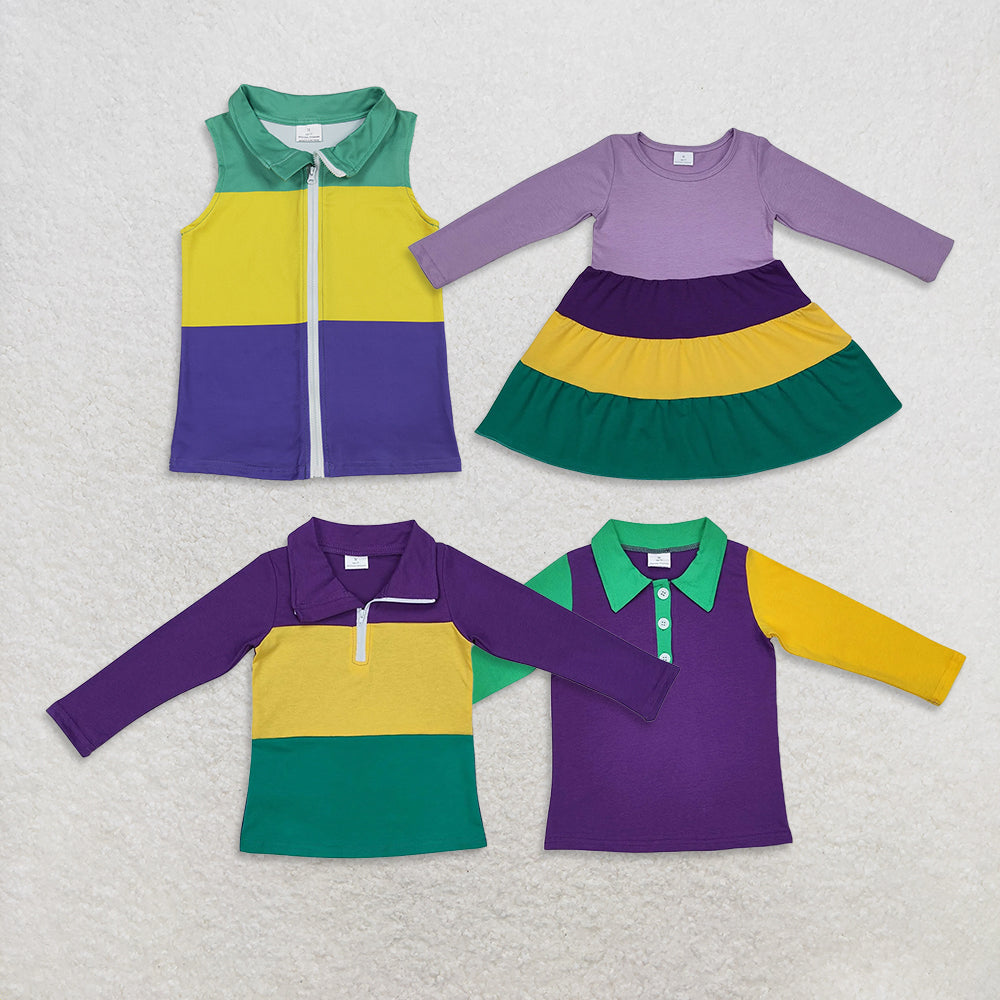Sibling Baby Boys Girls Mardigras Pullovers Jacket Tops Knee Length Dresses  D 1020