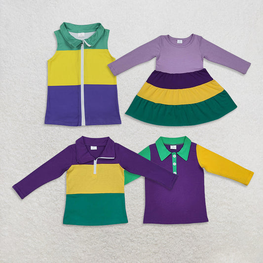 Sibling Baby Boys Girls Mardigras Pullovers Jacket Tops Knee Length Dresses D 1020