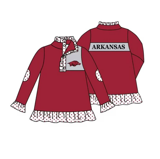 Custom Baby Girls Arkansas Team Long Top D 7.2