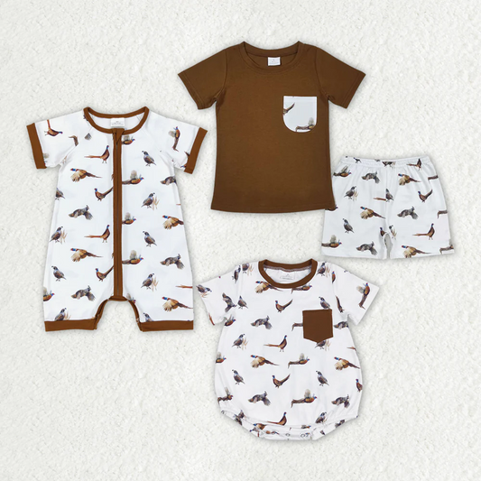 Match Baby Boys Sibling Brother Wild Chicken Rompers Shorts Clothes Sets