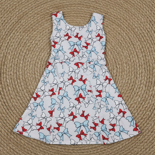 GSD3752 red white blue coquette bows athletic active skort dress