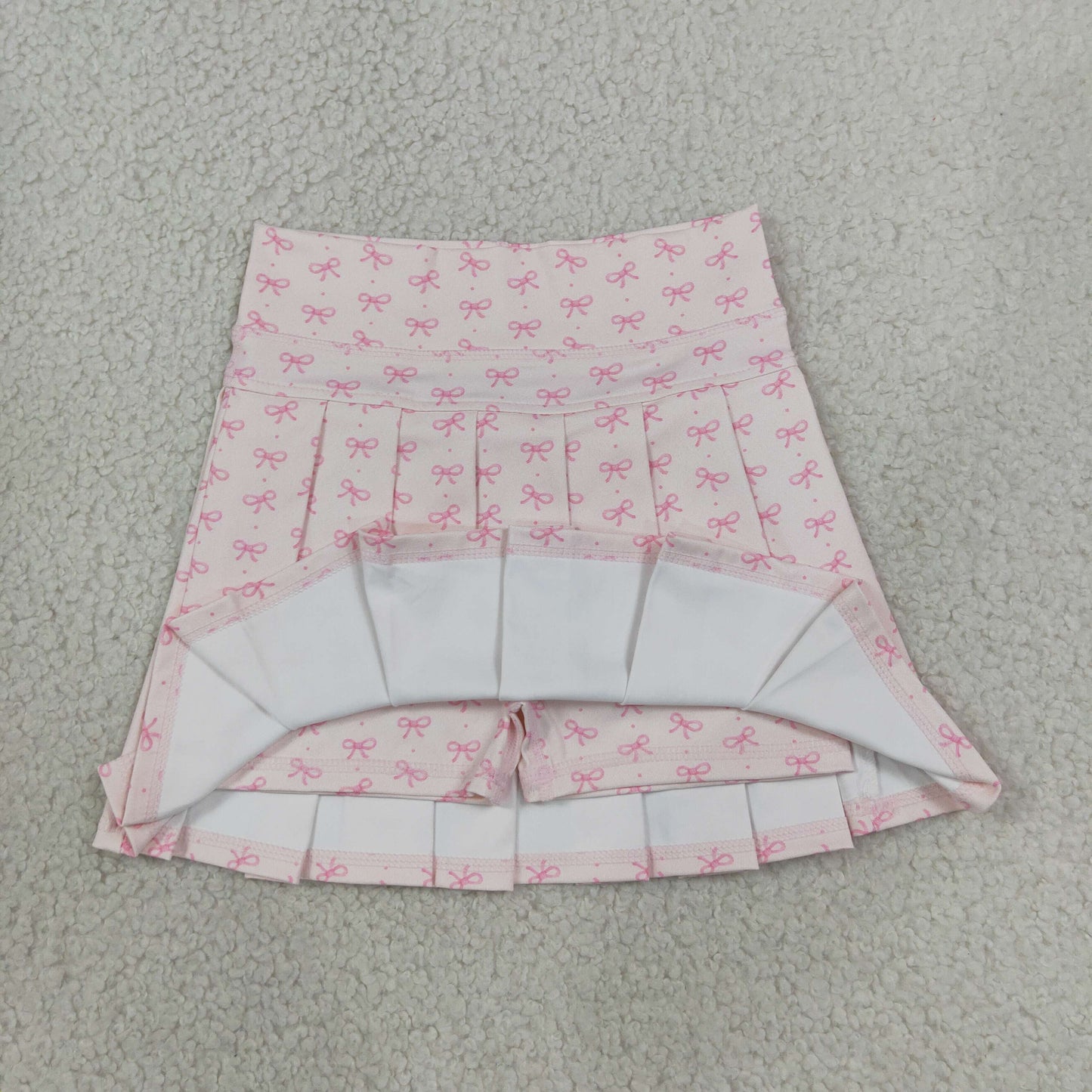 yoga pink bow pleated skirt