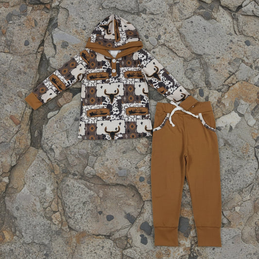 rodeo king cowboy hoodie jogger set fall boy outfit kids clothing