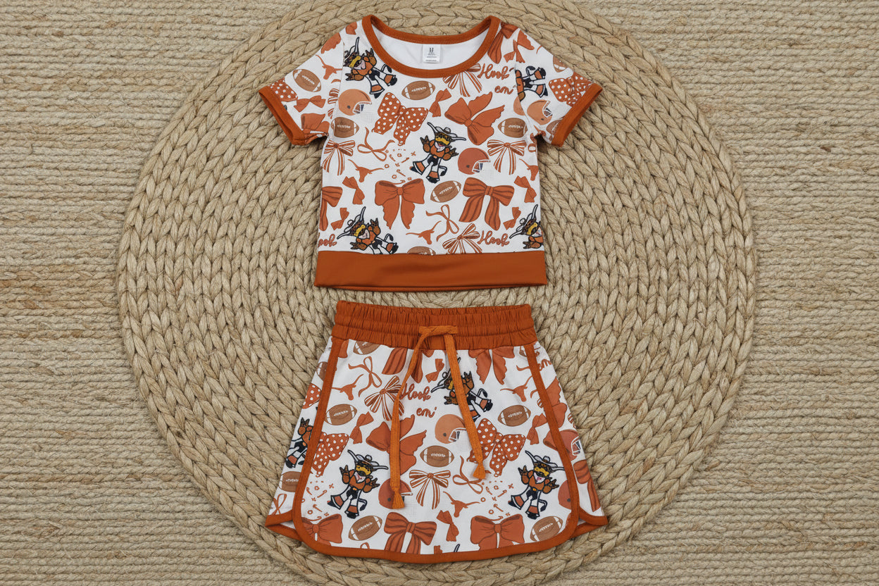 brown football team athletic skort outfit girls clothes