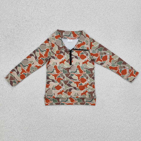 long sleeve camo zip up pullovers
