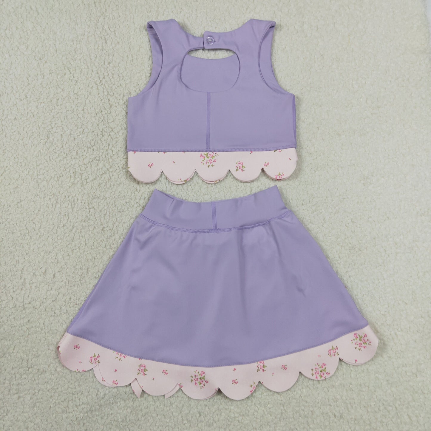 floral coquette purple scallop athletic skort outfit girls clothes
