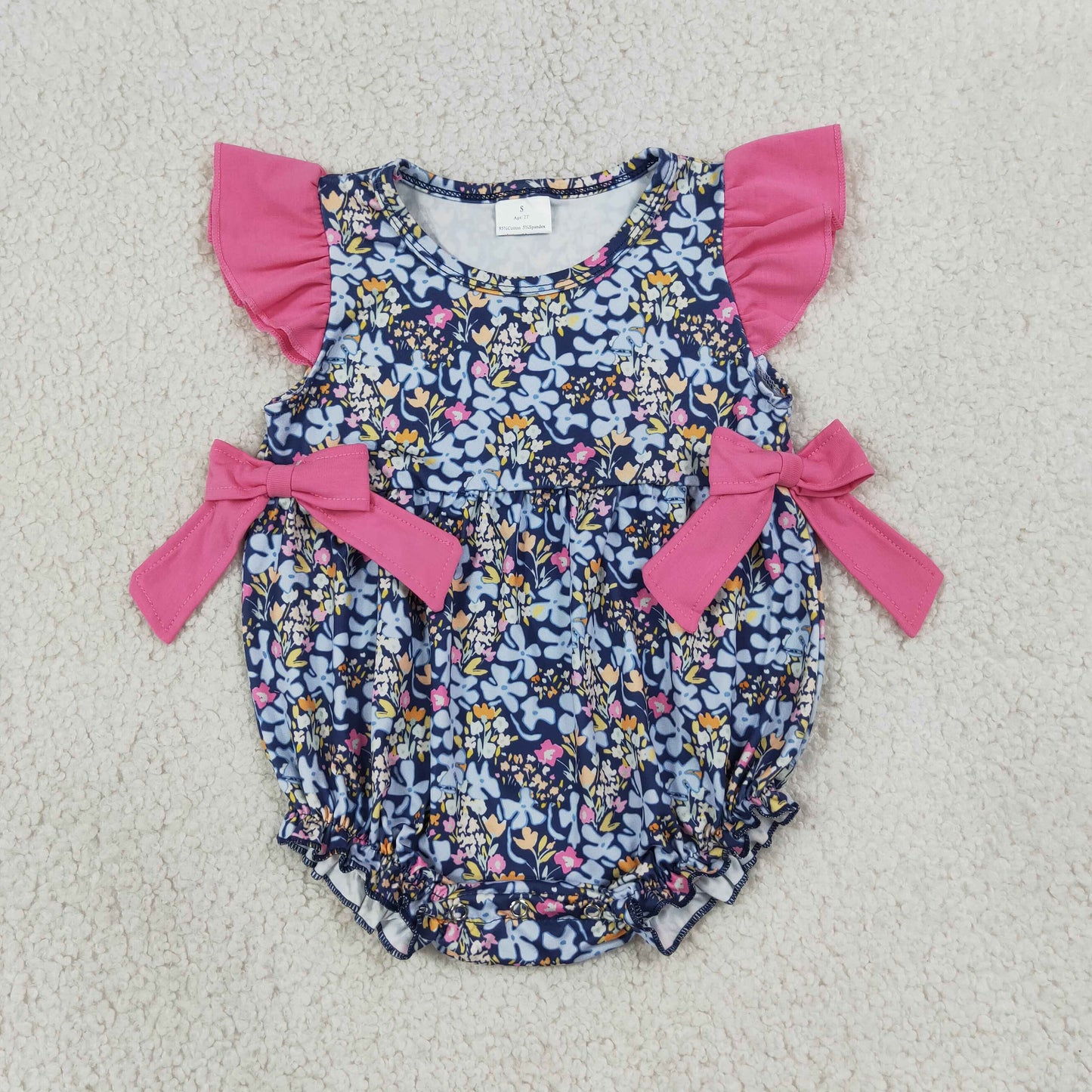 flutter sleeve floral bubble romper baby girl clothes