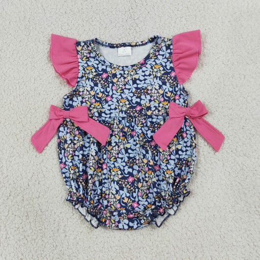 flutter sleeve floral bubble romper baby girl clothes