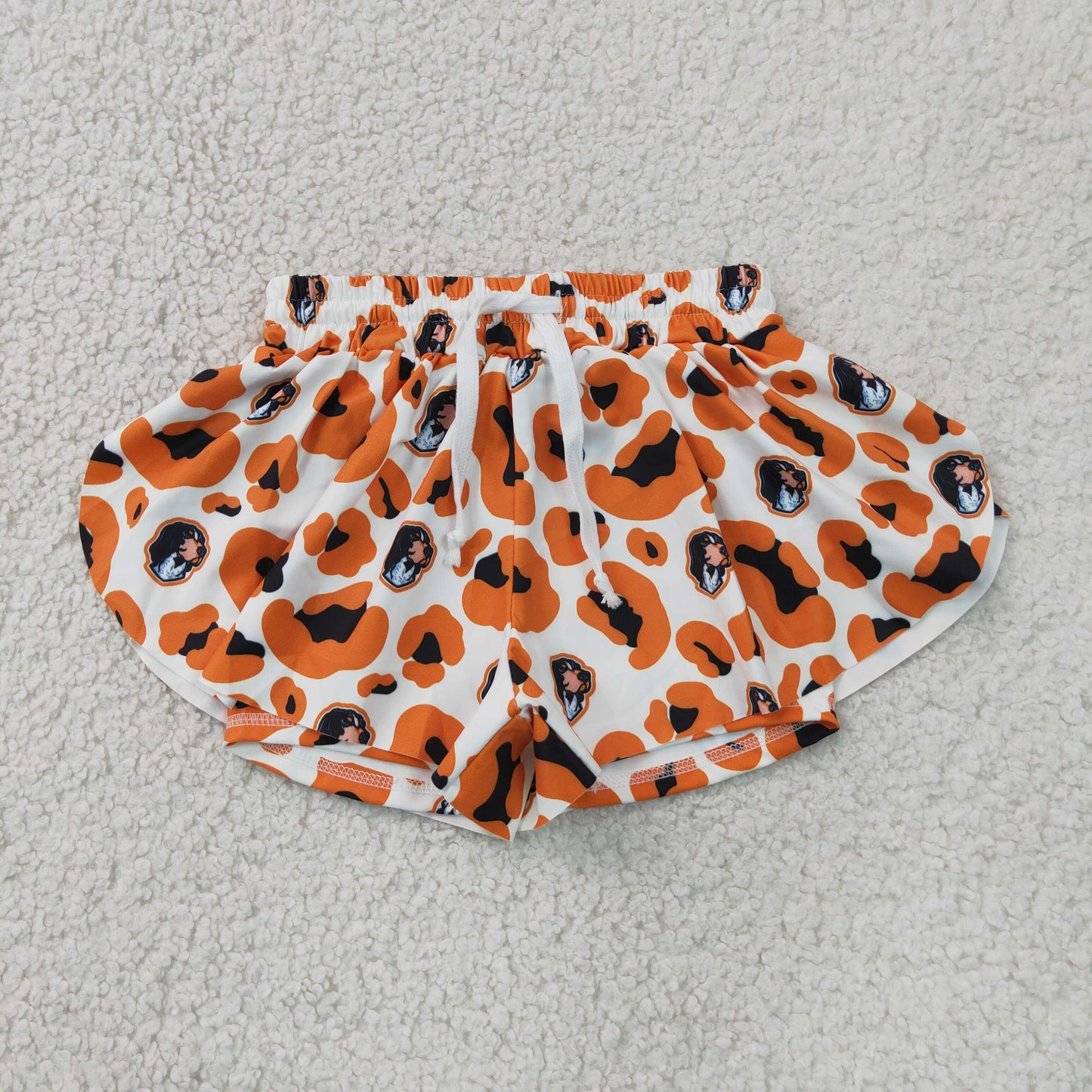 SS0816 kids team go vols orange leopard athletic butterfly shorts