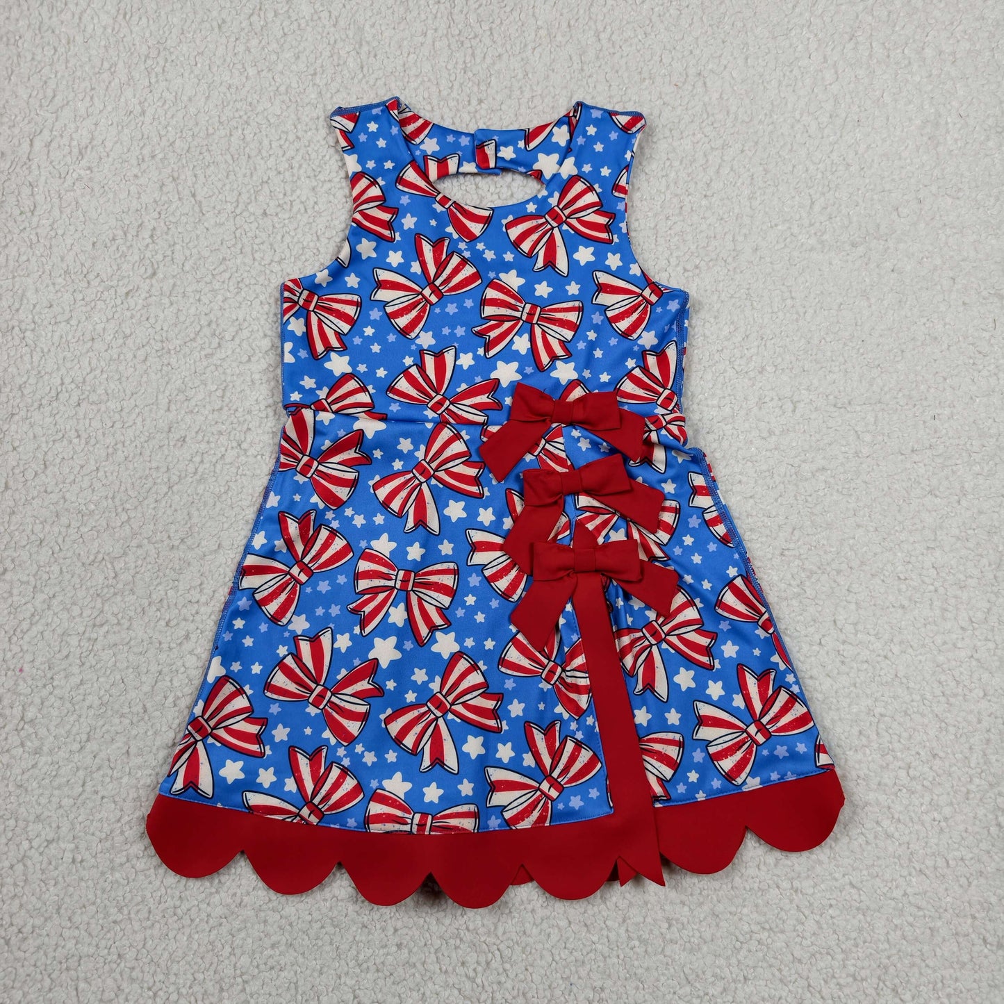 patriotic flag coquette bow stars athletic scallop dress