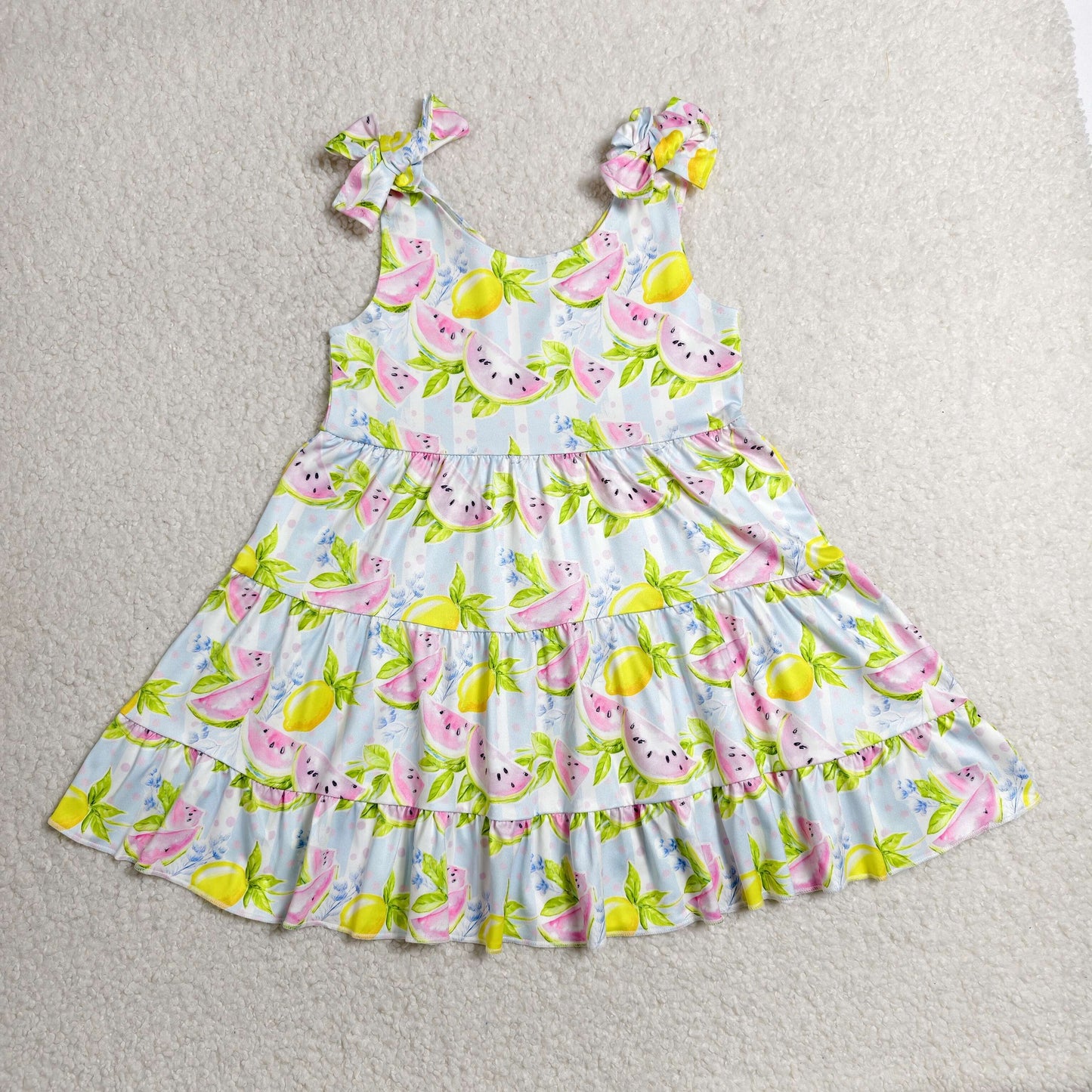 strap watermelon and lemon twirl dress