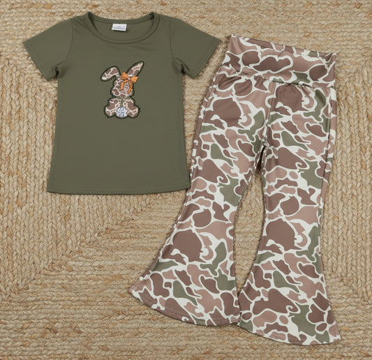 camo bunny rabbit embroidery belle pants set