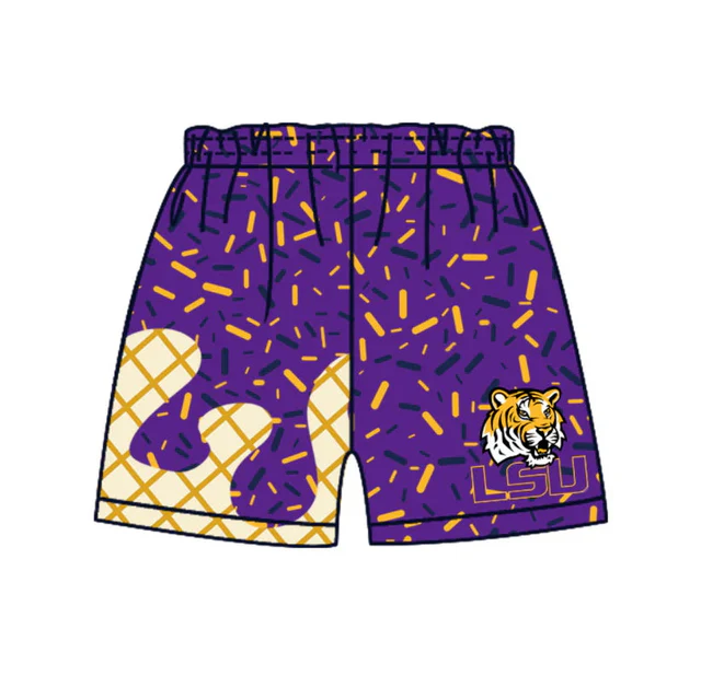 Custom order  L S U tiger purple ice cream sprinkle boys team shorts