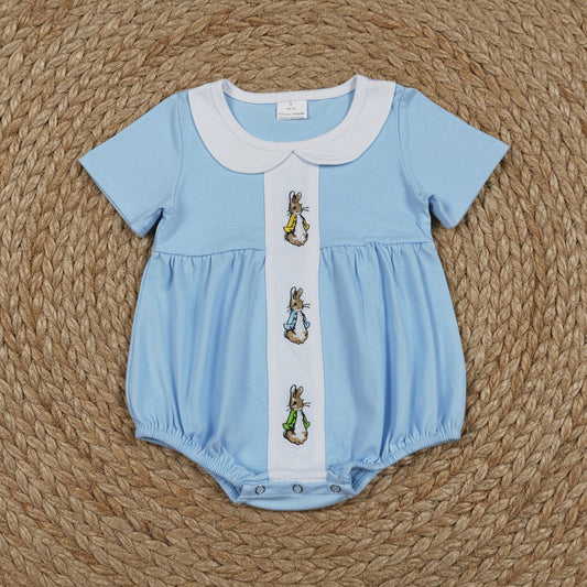 blue peter rabbit embroidery easter baby boy bubble