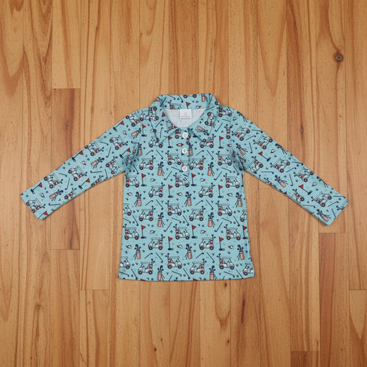 long sleeve golf button up pullover shirt baby boy top