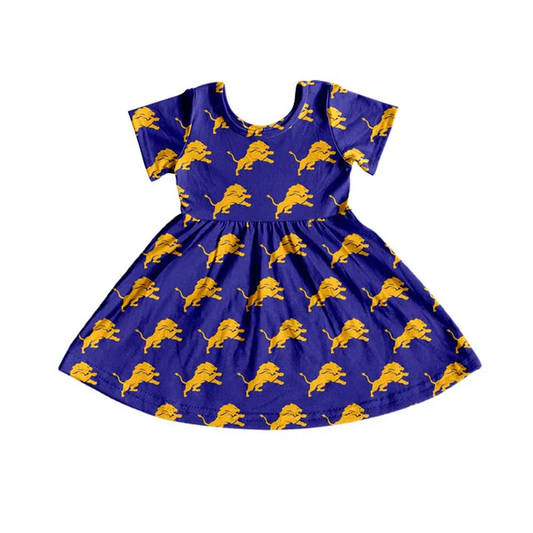 Custom order MOQ 3 short sleeves lion kids girls team dresses