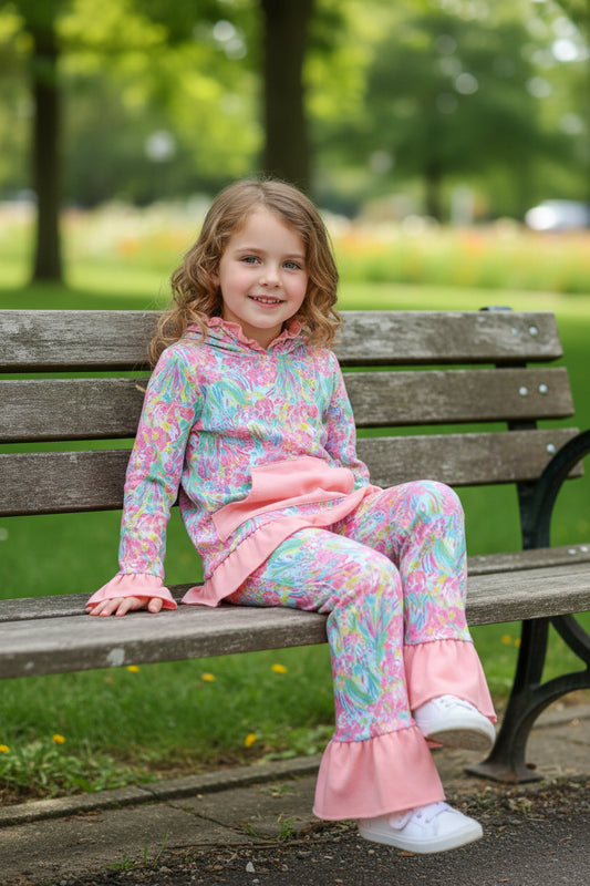 colorful lilly ruffle hoodie outfit girls clothing