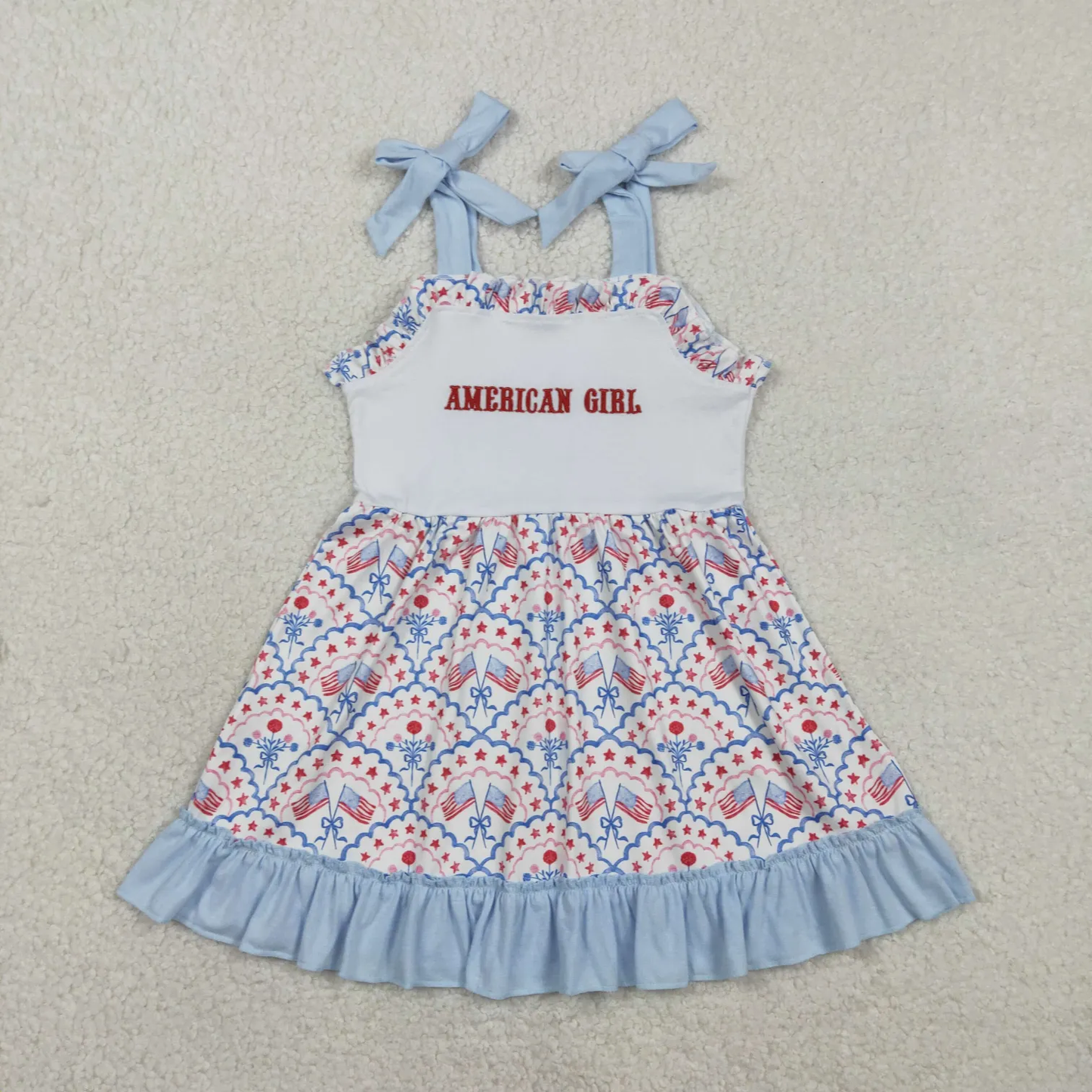Sibling embroidery 4th of july girl clothes american girl dress and bummie set