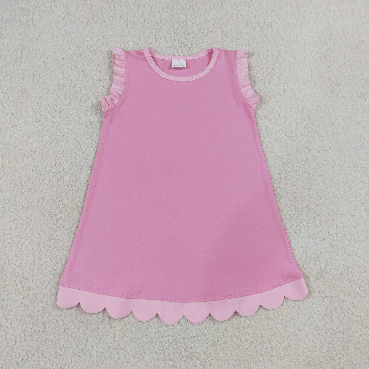 solid pink scallop dress