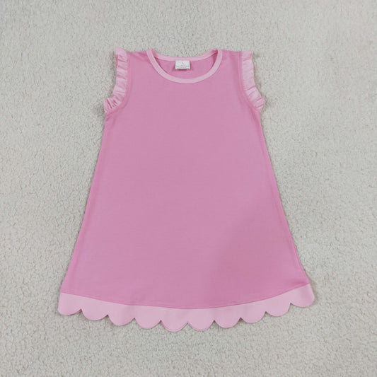 solid pink scallop dress