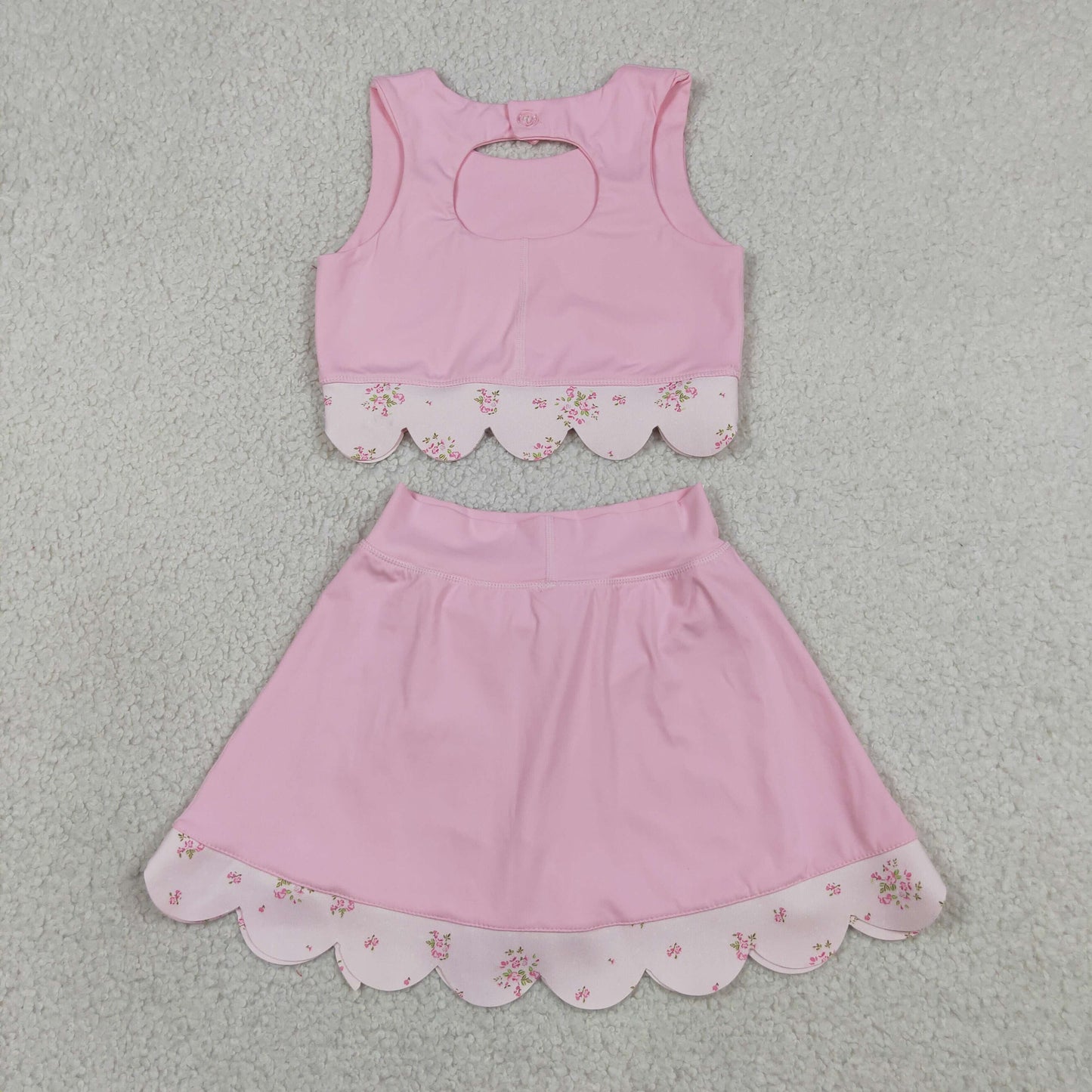 pink bows scallop athletic skort outfit girls clothes