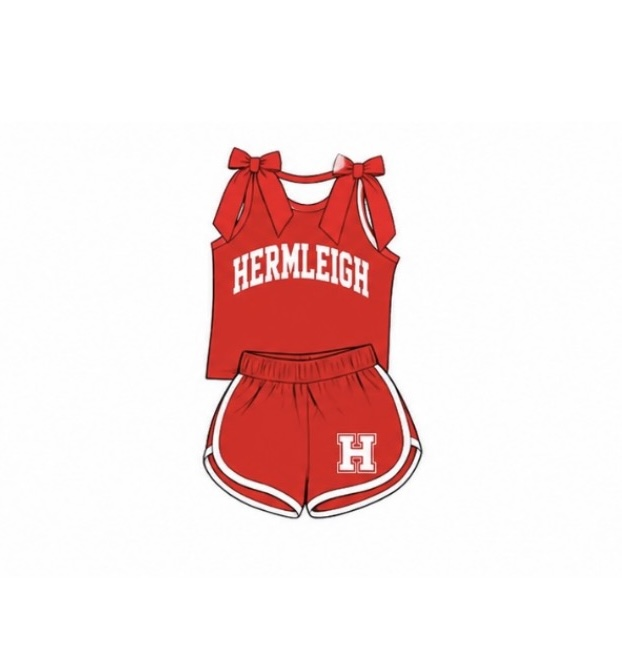 Custom order MOQ 5 Kinsey H red shorts set