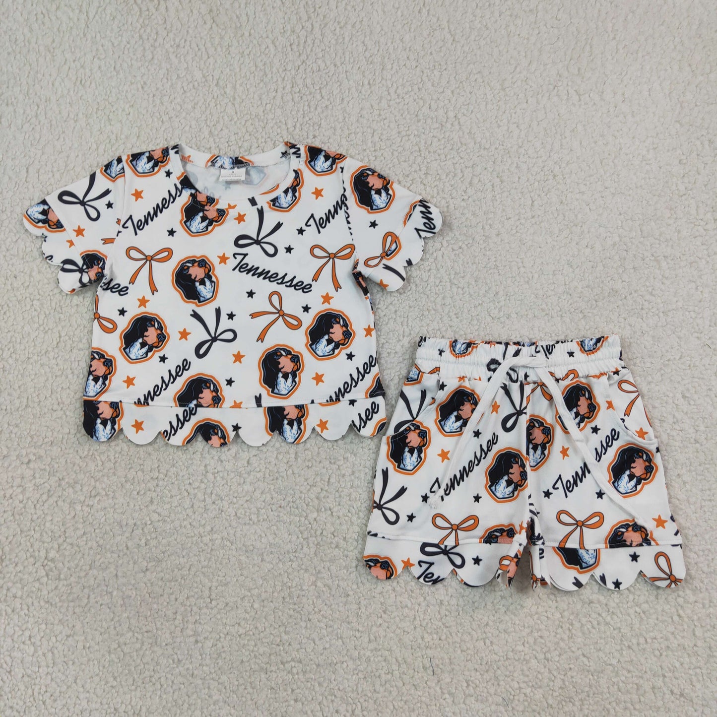 go vols dog team scallop shorts set