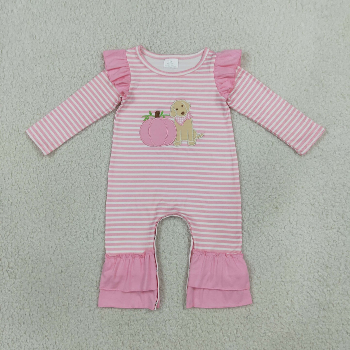 girl romper with embroidery puppy pumpkin baby clothing