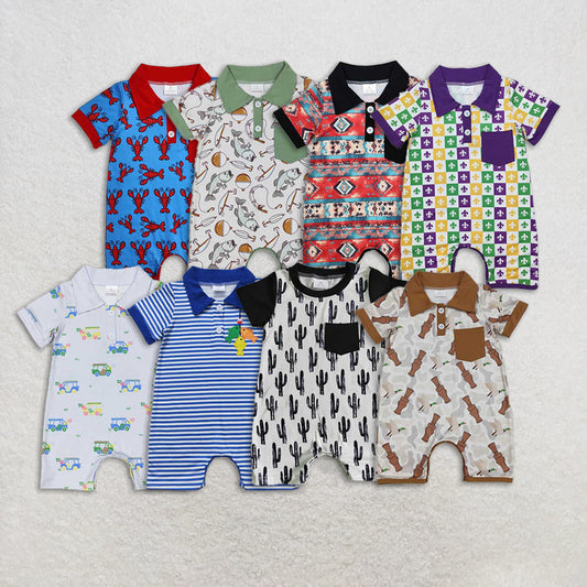 Match Western Fish Golf Cactus Crayfish Baby Boys Romper D 3.18