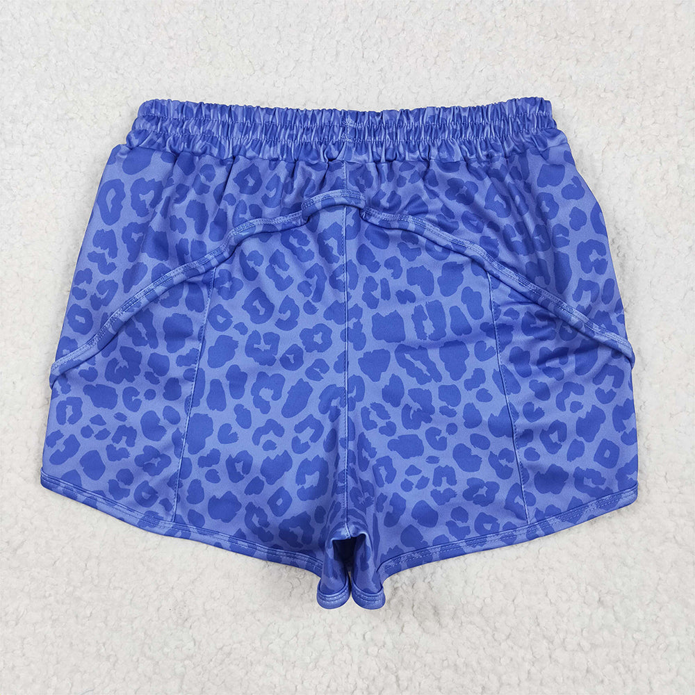 SS0470  Adult Women Purple Leopard Yoga Summer Shorts D 4.11
