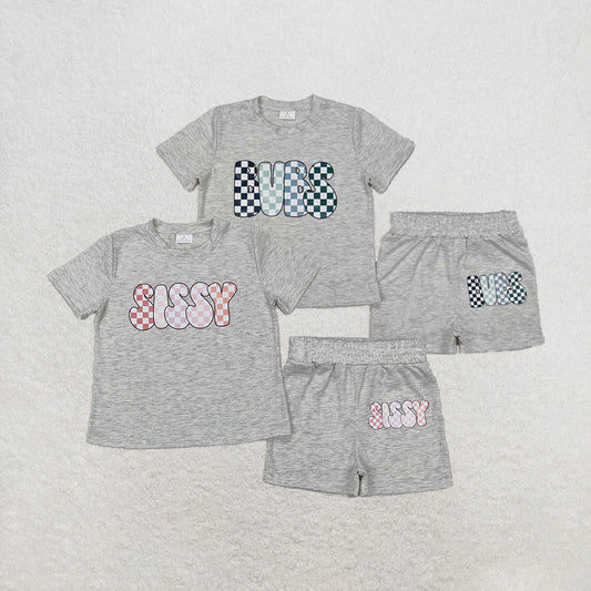 Match Vinyl Baby Girls Boys Grey Sissy bubs Top Sports Shorts Clothes Sets D 3.15